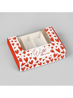 Коробка на 4 эклера с вкладышами «С любовью» 20×15×5 см