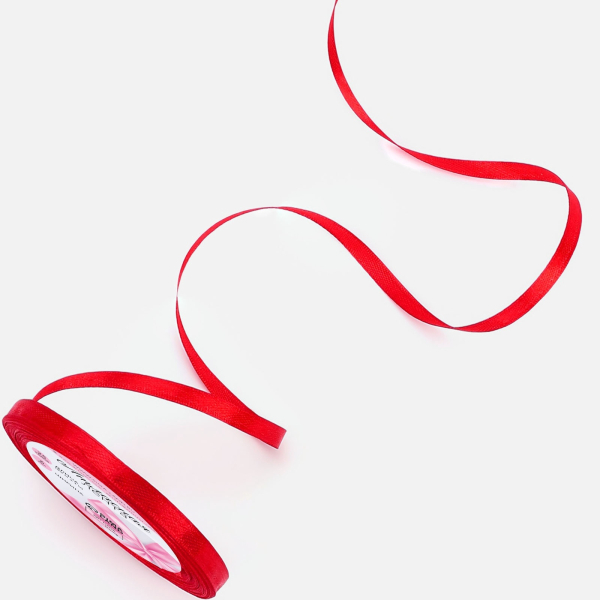 Лента для декора и упаковки Атласная Красная 6 мм 23 м