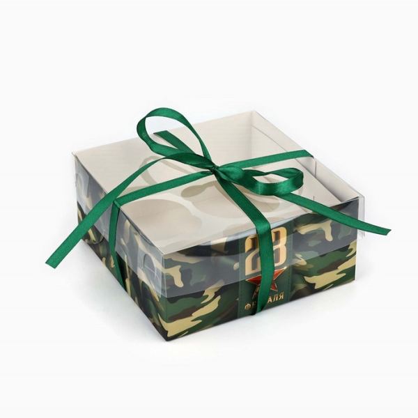 Коробка на 4 капкейка «Настоящему Герою» 16×16×7.5 см