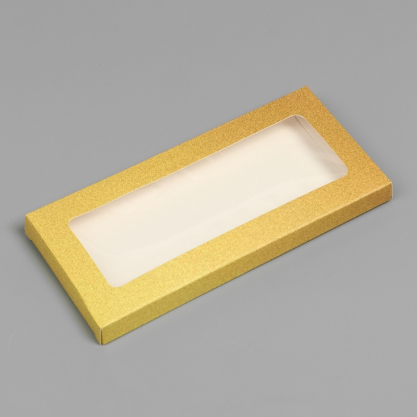 Коробка под плитку шоколада с окном Золотая 17×8×1.4 см