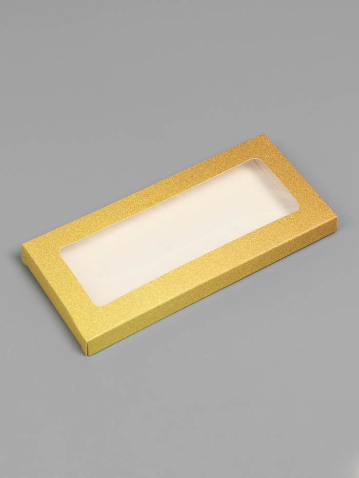 шоколкороб Коробка под плитку шоколада с окном Золотая 17×8×1.4 см — изображение 1