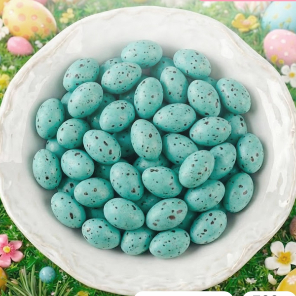 «Пасхальные яйца» из шоколадной глазури бирюзовые, матовые в крапинку 50 г