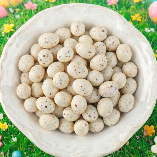 «Пасхальные яйца» из шоколадной глазури белые, матовые в крапинку 50 г