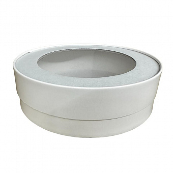 Коробка круглая с окном Белая для зефира/сладостей 16х4,5 см