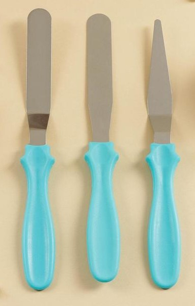 Набор лопаток (спатул) изогнутых с пластиковой ручкой 3 шт
