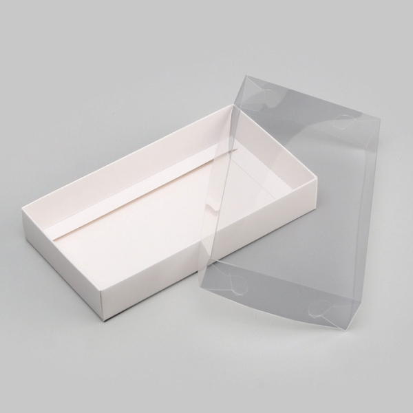 Коробка для печенья с пластиковой крышкой Белая 18×10×3 см