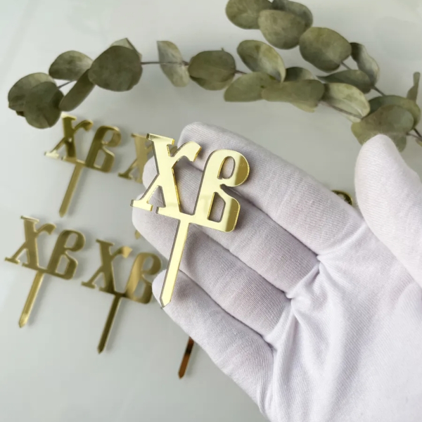 Топпер акриловый к Пасхе Мини "ХВ" Золото