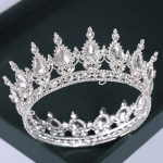 Корона декоративная на торт Серебро (Белые камни) 12 см