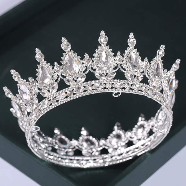 Корона декоративная на торт Серебро (Белые камни) 12 см