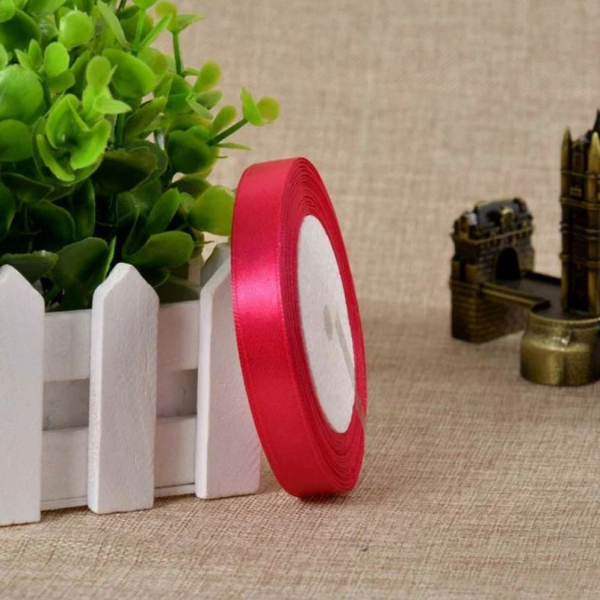 Лента для декора и упаковки Атласная Малиновая 12 мм D-23 м