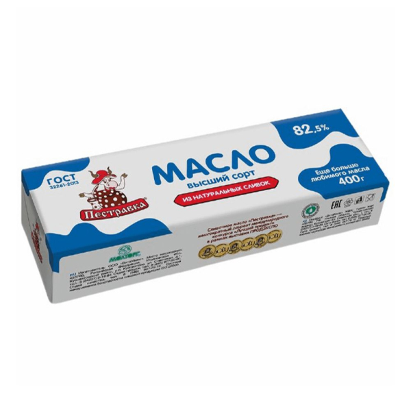 Масло Пестравка Традиционное сливочное 82,5% 400 гр