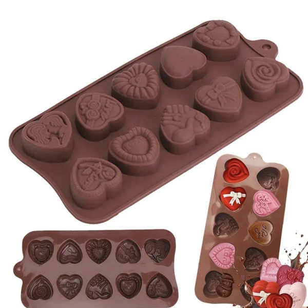 Форма силиконовая для шоколада Сердца Love 10 шт