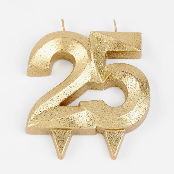 Свеча юбилейная «Грань» цифра 25 золотой блеск 8 см