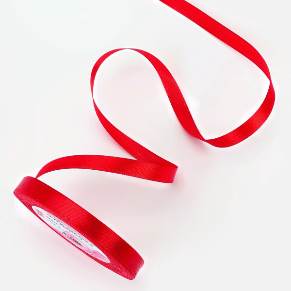 Лента атласная, 10 мм, 23±1 м, красная №26