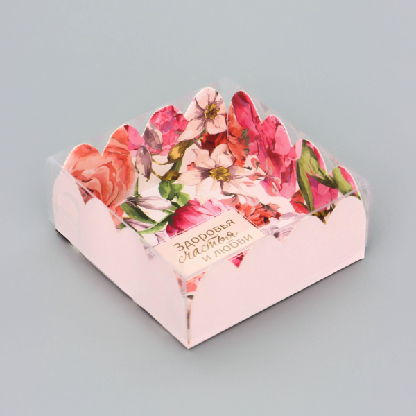 Коробка для печенья с пластиковой крышкой «Комплимент», 7×7×3 см