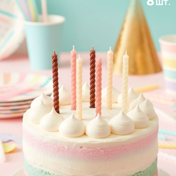 Свечи для торта «Бежевая палитра», 7 см, 8 шт.