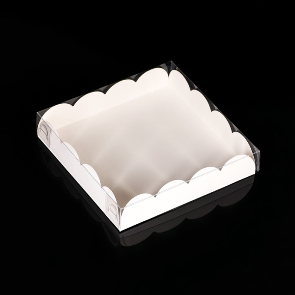 Коробка для печенья с прозрачной крышкой Белая 15 х 15 х 3 см