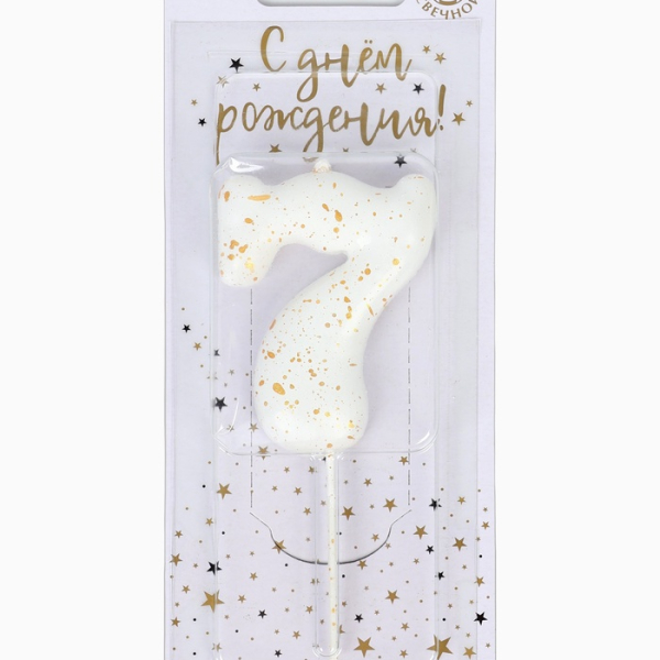 Свеча в торт Белые брызги цифра 7