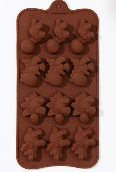 Форма силиконовая для шоколада Динозаврики 12 шт