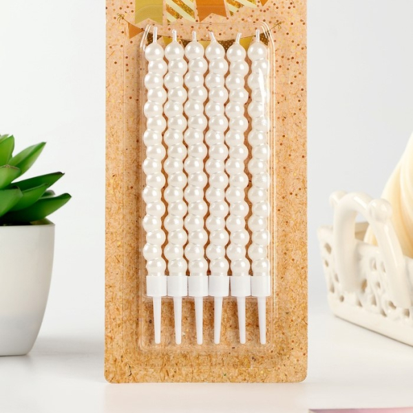 Свечи для торта «Жемчужины» 6 шт Перламутр