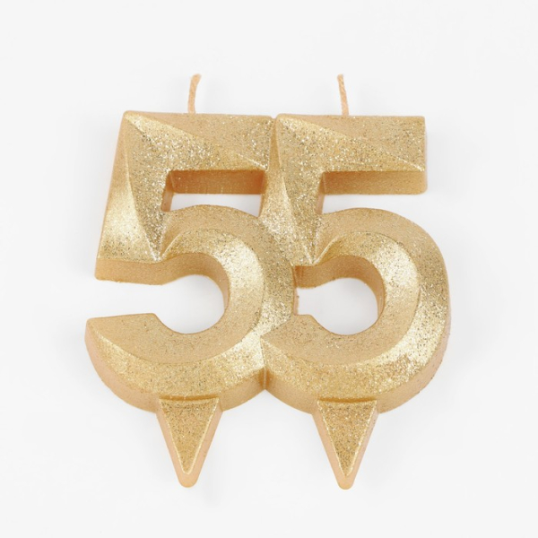 Свеча юбилейная «Грань» цифра 55 золотой блеск 8 см