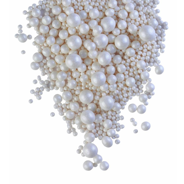 Посыпка из дутого риса Жемчуг Белый блестящий микс 50 г