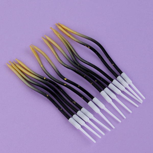 Свечи для торта Серпантин Черно-золотой градиент 12 шт