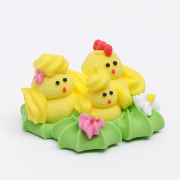 Сахарное украшение безе Цыплята на траве 1 шт