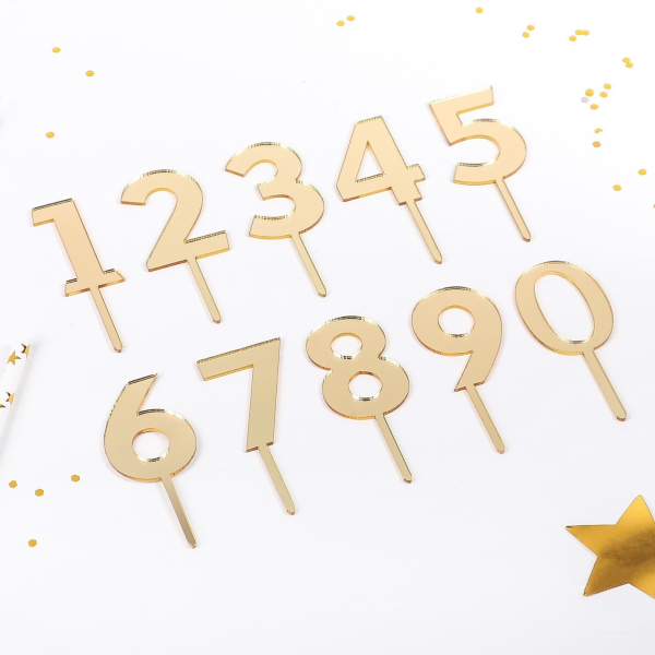 Топпер для торта Цифра 8 золото 4.5 см