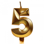 Свеча для торта на ножке цифра "5" Золото 5 см — изображение 2