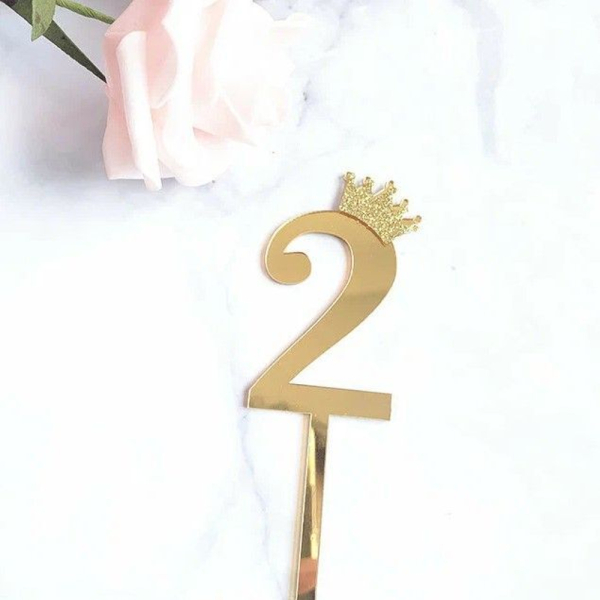 Топпер декоративный Малая Цифра "2" Золото 6,2 см