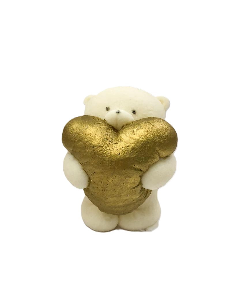 8774_figurka-dekorativnaya-mishka Фигурка из глазури "Мишка с сердцем" Золото — изображение 1