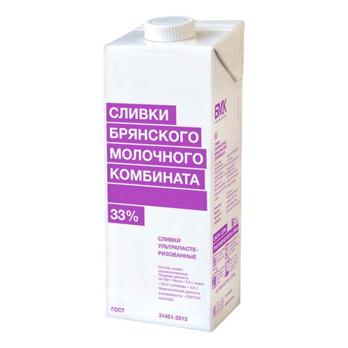 сл Сливки 33% 1000гр БМК — изображение 1