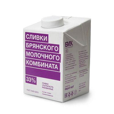 сливки Сливки 33% 500 гр БМК — изображение 1