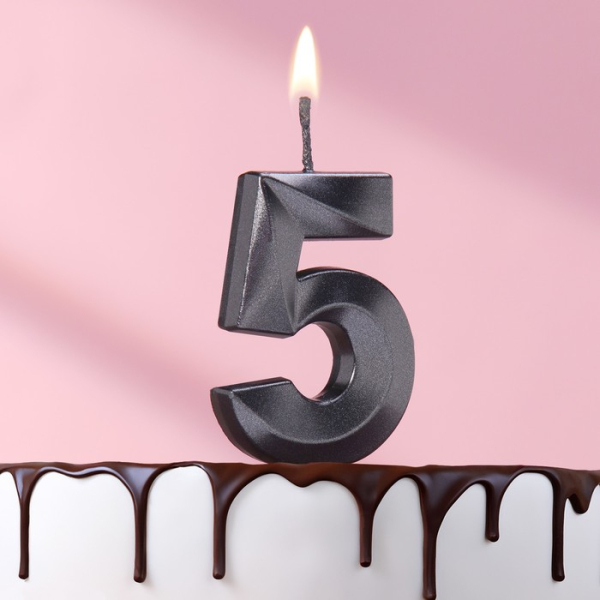 Свеча на шпажке Цифра "5" Черная