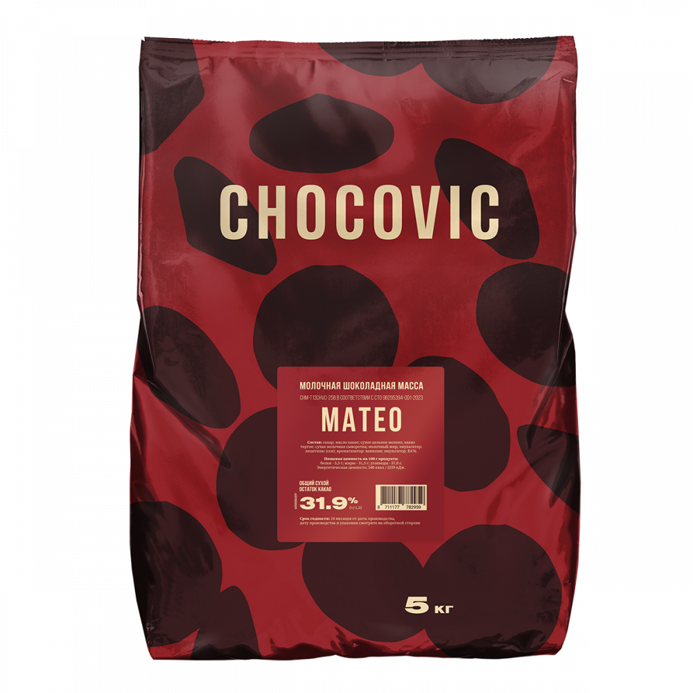 9b3ab41n3vbfz7u3go5gwv0mxfckfu7b Шоколад Chocovic МАТЕО Молочный 31,9% 5 кг — изображение 1