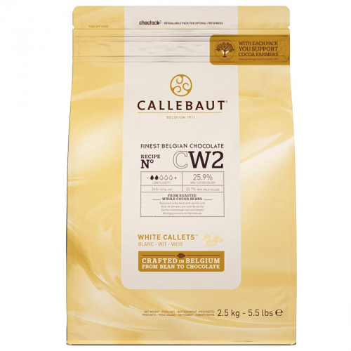 Шоколад-CALLEBAUT-Белый-259-100-г Шоколад CALLEBAUT CW2 Белый 25.9% 2.5 кг — изображение 1