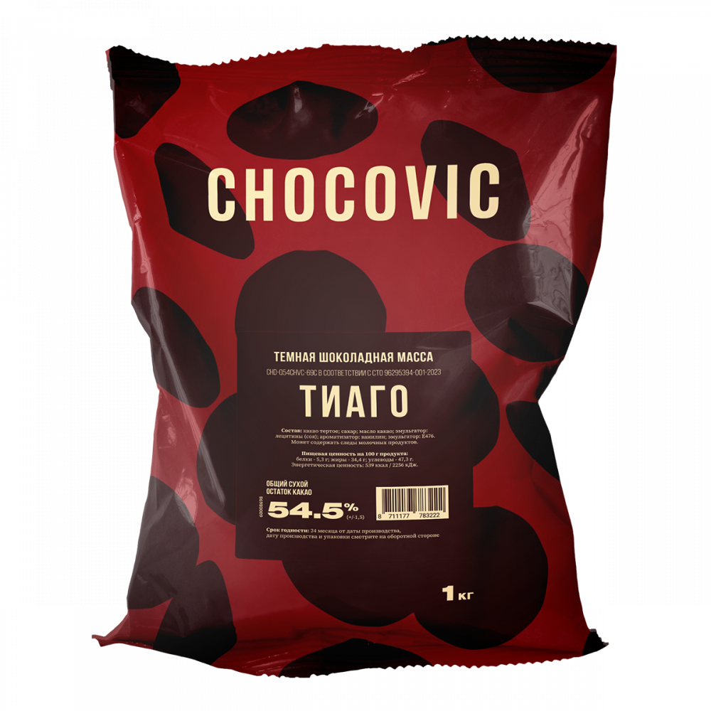 zs6plrtl2ql2n3l4vf366hh5mop74d2p Шоколад Chocovic ТИАГО Тёмный 54,5% 1 кг — изображение 1