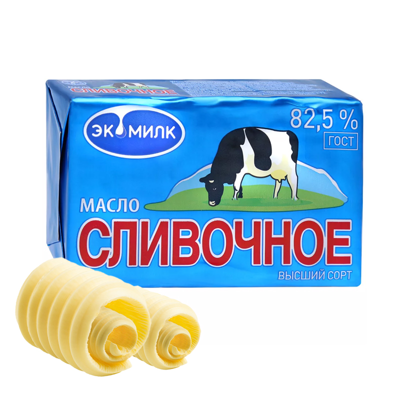 маслосл Масло сливочное 82.5% ЭКОМИЛК Россия 450 гр — изображение 1